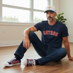 FOCO Houston Astros MLB Mens Navy Blue Canvas‎ Low Top Sneakers Shoes Sz  10